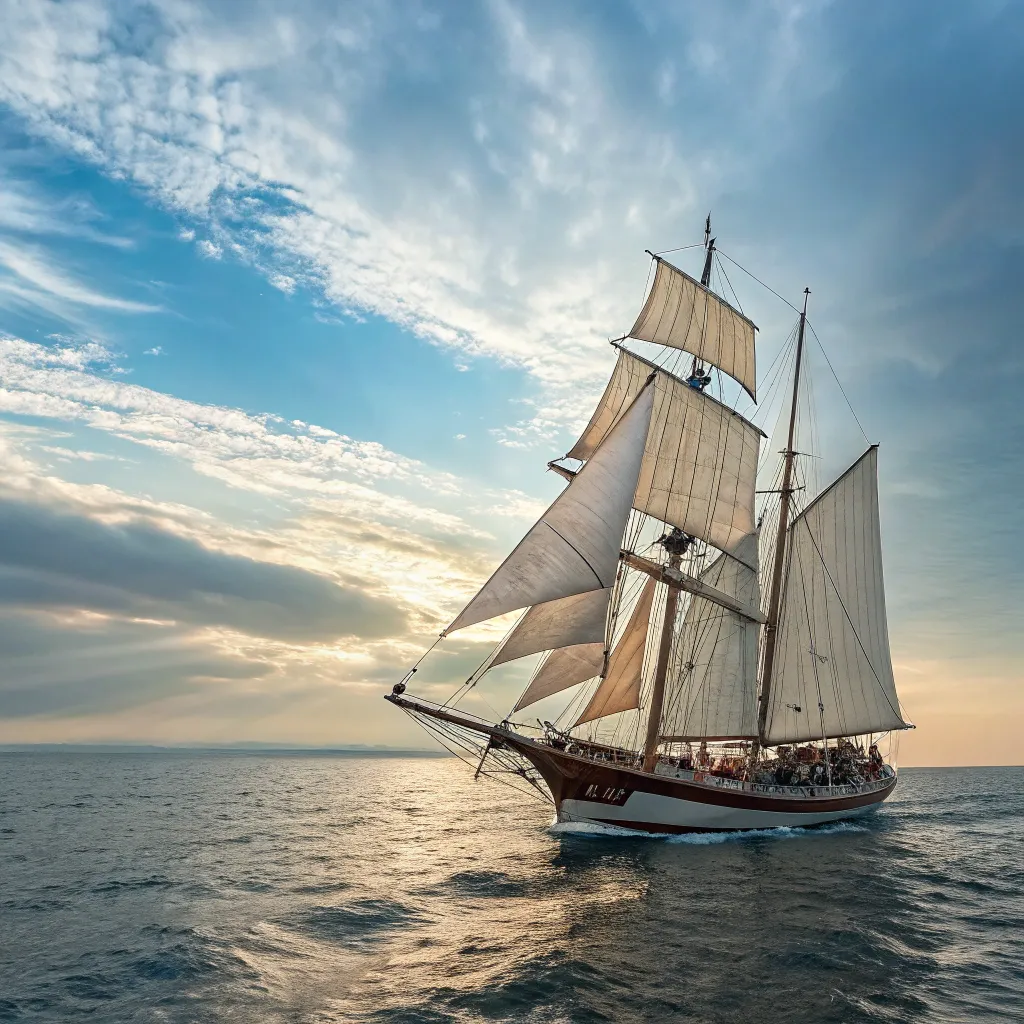 Elegant sailing vessel at sea
